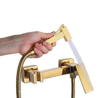 Modern Gold Hot/Cold Bidet Sprayer with Easy Installation Wall-mounted for Toilet
