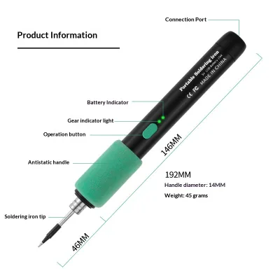 USB Rechargeable Wireless Soldering Iron Kit 5V 15W Portable Mini Welding Repair Tool Set
