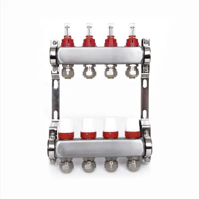 BODE HVAC Automatic Deflation Valve Flow Meter Stainless Steel 4 Ways Bare Manifold for Underfloor Heating System