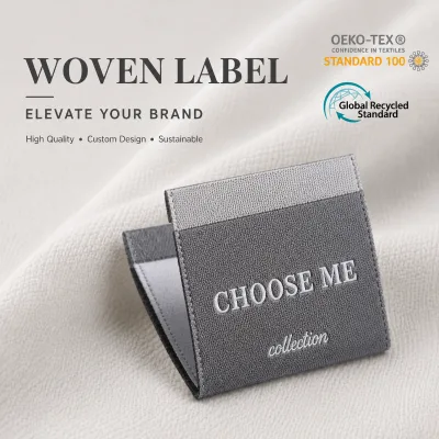 Custom Woven Labels OEM OEKO-TEX Certified, Eco-Friendly Garment Tags for Clothing, Jeans, Shoes & Bags