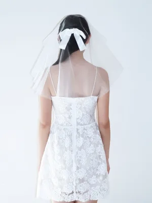 Bride's High-definition Veil Covering, Super fairy Bow, Marriage Proposal, Short Headwear, Formal Dress Accessories