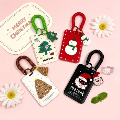 Wholesale Business Gift Christmas Theme Design ABS 3inch Card Holder with Acrylic Pendant Keychain