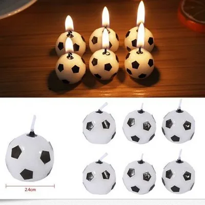 6pcs Football Candles Birthday Candles Smokeless Cake Candles for Birthday Cake Accessories Decorations Supplies