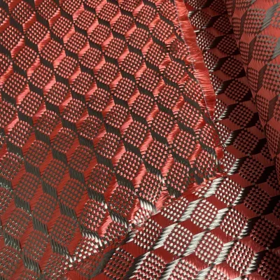 Abrasion Resistant Ultra Light Fabric for Electric Vehicles Protective Gear DIY Projects 3D Solid Cube Red Carbon Fiber Fabric