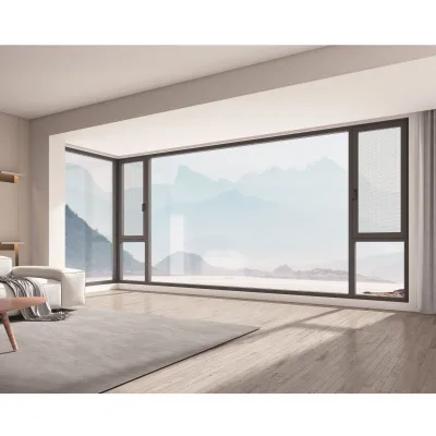 Modern Glazed Aluminium Windows with Accessories Latest Design for Heat Insulation