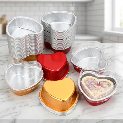 50 Pack Aluminum Foil Mini Disposable Shape Rectangle Cake Pans 3.4oz 100ml Blister Eco-Friendly Food Grade Baking Mold Cupcake