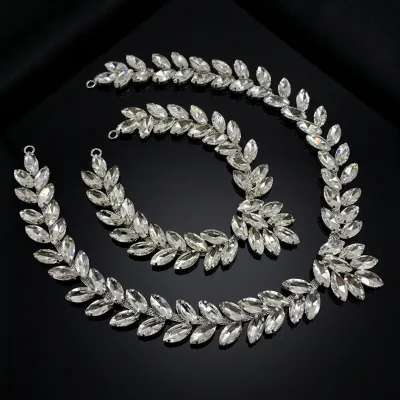 Hand-Sewn Copper Bead Chain Pointback Marquise Shape Motif Rhinestones for Garment Bags Hats Shoes