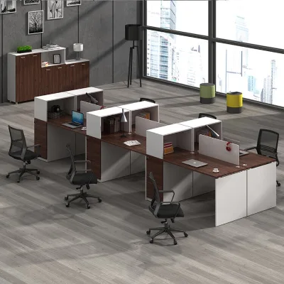 Hot Selling 6 Person Modern Adjustable Straight Staff Partition Desk MDF Half Height Top Cabinet Screen Workstation
