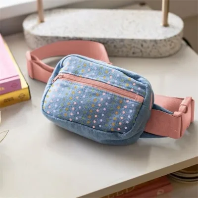 Custom Printing Women Fanny Pack Fashionable Canvas Hip Waist Bag for Ladies