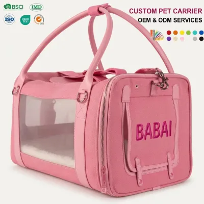 Pet Shoulder Carrier Bag Spacious Volume Canvas Ventilation Mesh Removable Fleece Pad for Small Medium Pets Outdoor Walking ODM