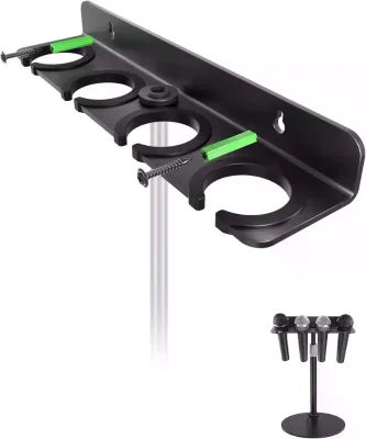 Etour Aluminum Multi-Mic Holder for Handheld Dynamic Wired/Wireless Mics Multiple Mic Organizer & Mic Stand Compatible