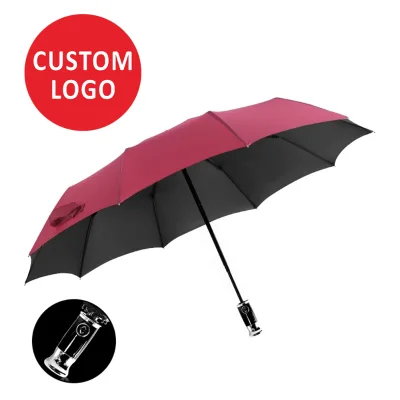 Sunny Automatic Triple-Fold Golf Umbrella Thickened Black Glue Fully Automatic Folding Custom Logo Printing Promotional Umbrella