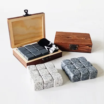 9pcs Set Reusable Stainless Steel Whiskey Chilling Stones Natural Granite Ball Ice Mold Beer Whiskey Cooling Bar Accessories