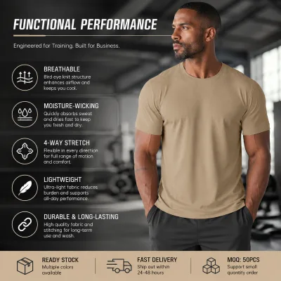 New Arrival Premium Bird Eye Knit Fabric Men's Top, Highly Breathable and Lightweight Comfortable Summer Sport T-shirt