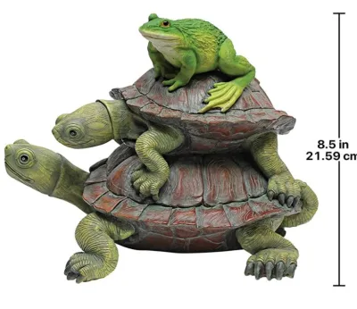 Frog and Turtles Garden Animal Statue, 28 Cm, Polyresin, Full Color