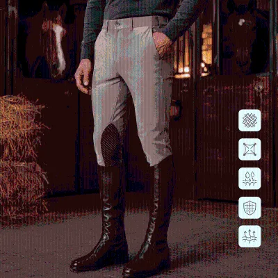Women's Tan Equestrian Breeches Ribbed Knee Patch Water Repellent Breathable Abrasion Resistant Riding Pants OEM Custom