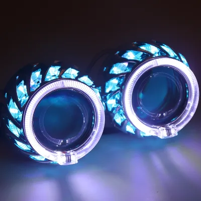 CQL 2.5inch H1 Xenon Light Double Angel Eye Hid Projector ,G1 Bixenon Auto Parts Double Angel Eye hid Xenon Projector H4 H7