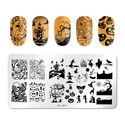 Manufacturer Nail Tools Custom Design Halloween Nail Art Stamp Stamping Image Plate Anime Flower Silicone 3d Stamping Art Plates