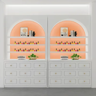 High-end Cosmetics Display Cabinet showcase Nail Beauty Salon Product Display Cabinet for Modern Cosmetic Shop Design