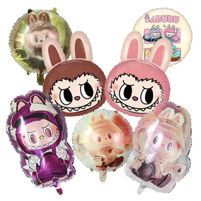 New Cartoon Labubu Cute Rabbit Animal Foil Balloon for Happy Birthday Party Supplies
