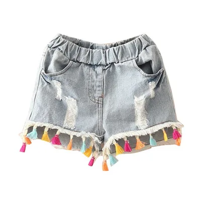 Drop Shipping Hot Selling Summer Japanese and Korean Apparel Latest Design High Waist Plus Size Kids Cute Jeans Shorts for Girls