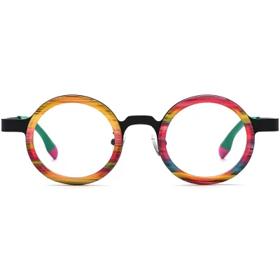 Composite Sheet Titanium Round Plate Spectacle Frame Can Be Equipped with Nearsightedness Prevention Spectacle Frames