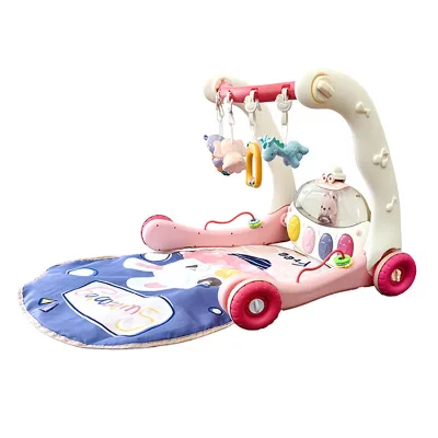 2 in 1 Baby Walker Convert Baby Activity Gym Mat Multiple Function Infant Piano Rack Pedal Kids Educational Toys Walker