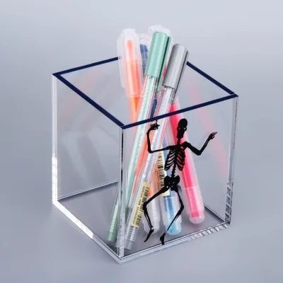 HOMESWEET Promotional Creative Pen Pattern Office Desk Clear Acrylic Pen Holder
