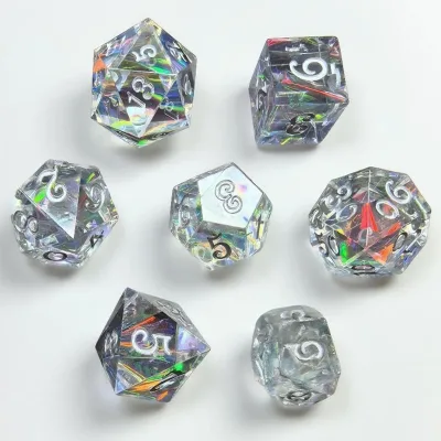 Custom Printed Engraved Transparent Acrylic Right-Angle Stickers Multi-Sided Seven-Piece Set Creative Board Game Dice