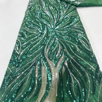 Hot Selling Modern Beautiful Sequins Embroidered Elastic Transparent Mesh Lace Eco-Friendly European American Trailing Wedding
