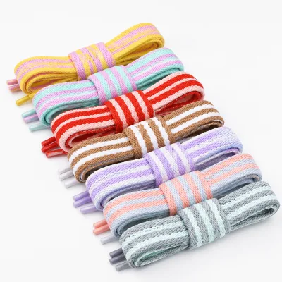YLDS Custom Flat Braided Shoelaces with Stripe Design OEM Durable Polyester Model S-BH-K for Sneakers