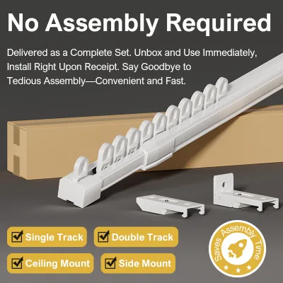 Light Duty Telescopic Adjustable Curtain Rail Safe Eco Material Kids Room Window Track