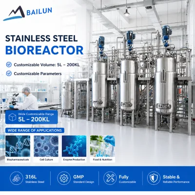 Industrial Stirred Tank Bioreactor Stainless Steel Fermenter with GMP Standard for High KLa Production and Pilot Scale