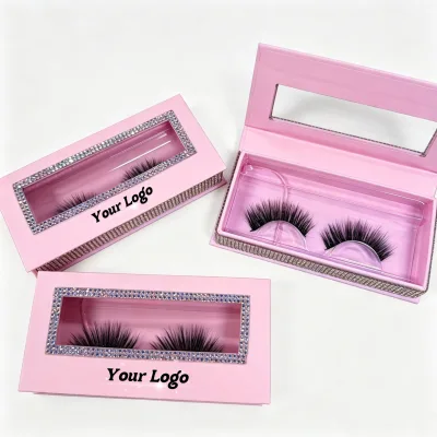 Wholesale Private Label Eyelashes Vendor 3d Natural False Eyelashes Real Mink Eye Lashes Vendors with Diamond Box