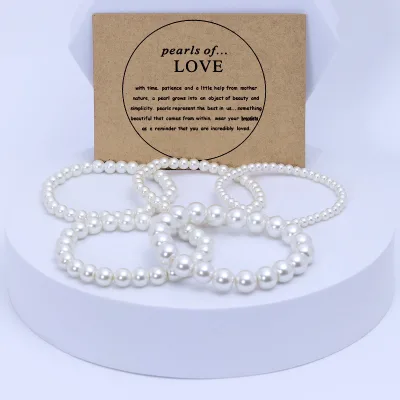 Simple Retro Imitation Pearls Bracelet for Women Stretch Acrylic Bead Men Bracelet Fashion Party Jewelry Pearl Wristband Gift