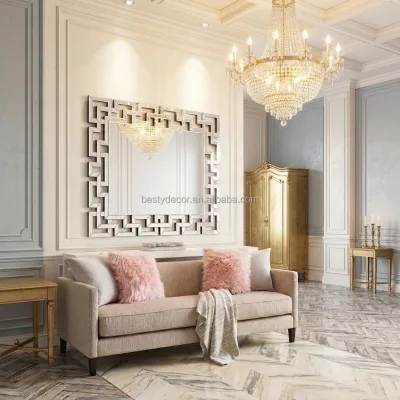 OEM Luxury Decorative Wall Mirrors Enrtyway Venetian Crushed Diamond Wall Decor Mirror Dining Luxury Living Room Decor Mirror