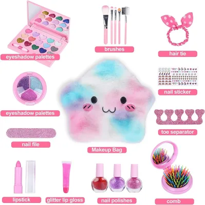 2025 Hot Portable Diy Children's Cosmetics Girl Play House Makeup Toys Nail Polish Play House Handbag Set