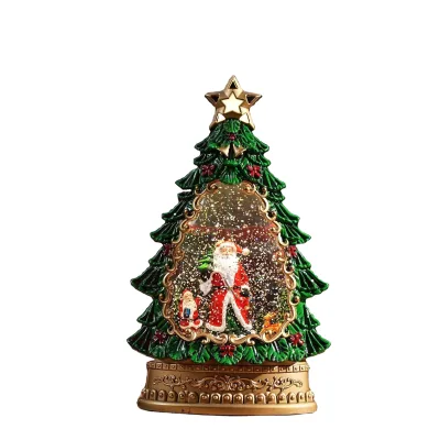 Best selling luminous Christmas snow scenery Christmas tree Santa Claus decorations