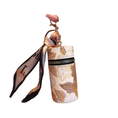 PU Leather Earbud Case Portable Carrying Case Storage Bag Cell Phone Accessories Organizer with Carabiner for Earphone