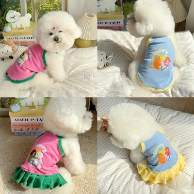 Lightweight Stretchy Custom Cute Pattern Furry Pet Clothes Vest Wholesale Summer Sweaters Coats Dog Shirt