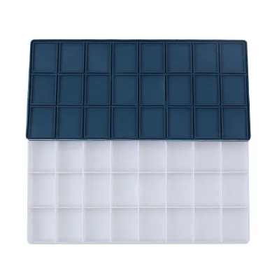 Dark Green 24-Compartments Plastic Paint Palette Tray with Soft Lid