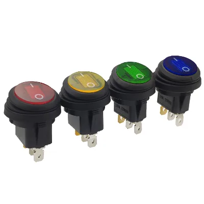 Waterproof SPST KCD Rocker Switch Round 3 Pin Factory Direct Round Rocker Switch 250VAC with Led for Electric Equipment