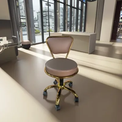 Height-Adjustable Stool with Smooth Casters, Durable PU Leather, Office/Workstation Use - Effortless Mobility