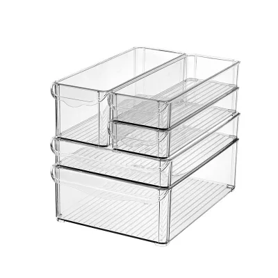 GREENSIDE Cross-border PET Rectangular Transparent Plastic Refrigerator Organizer Fruit Vegetable Fresh-keeping Box Kitchen