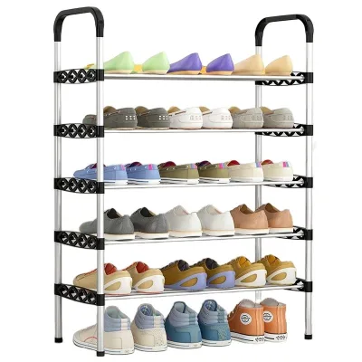 Modern Iron Multifunctional Shoe Rack with Easy Assembly for Household Floor Storage