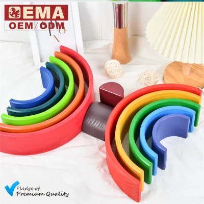 EMA Children's 3D Splicing Puzzle Logical Thinking Game Creative Tower Folding Rainbow Building Blocks Sensory Learning Toy Set