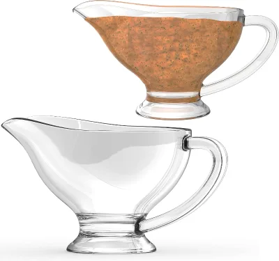 Eco-Glass Serving Dish, Dispenser with Tray for Sauces, Dressings and Creamer, Large Handle, Microwave and Dishwasher Safe