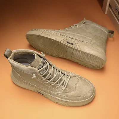 Walking Style Boot Men Casual Safety Composite Men Casual Leather Casual Height Increasing High Top Sneakers for Men Shoes