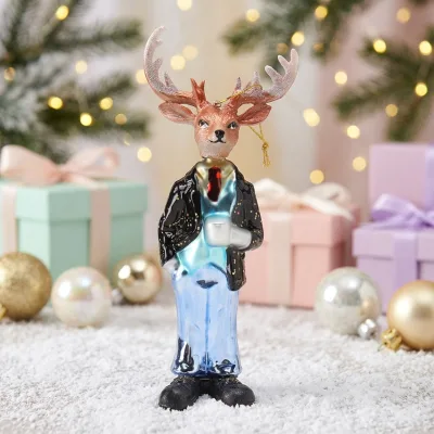 New Design High Quality European Style Glass Deer Figurines Christmas Tree Ornaments Hanging Decorations Eco-friendly