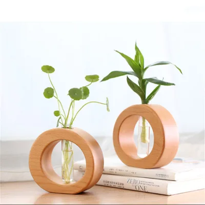 Simple Household Wooden Hydroponic Flower Rack Solid Wood Vase Small Ornaments